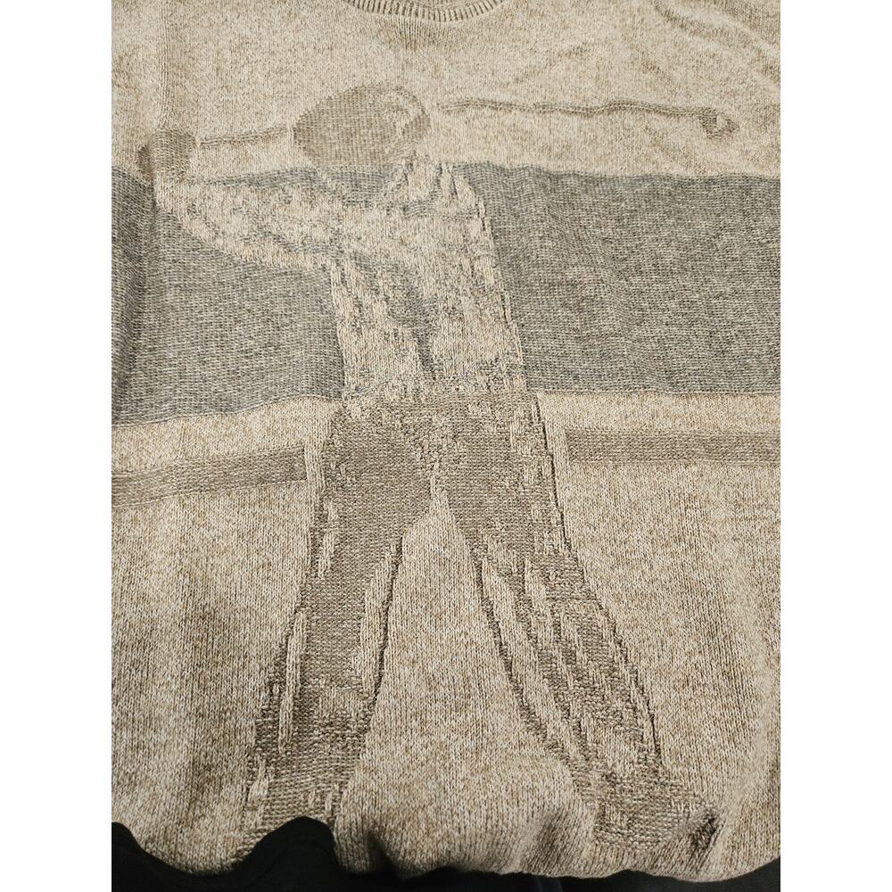 Vintage Scottish Isle Golf Sweater USA Graphic Knit Beige L - Picture 3 of 6